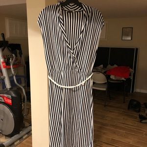 New Anthropologie nautical dress navy stripes